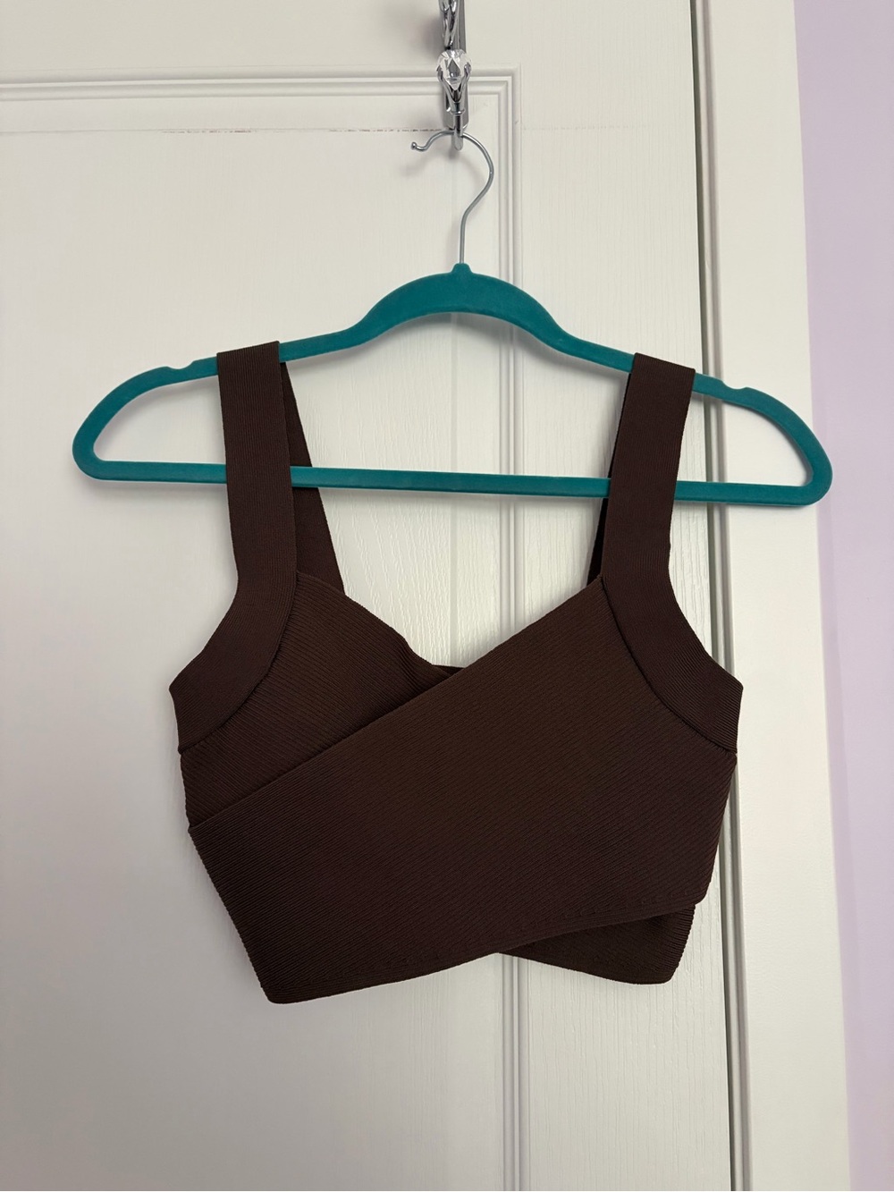 Babaton Brown Cropped Ribbed Tank Top